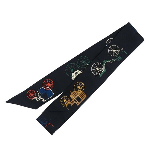 HERMES Authentic Black Silk Scarf - Picture 3 of 5